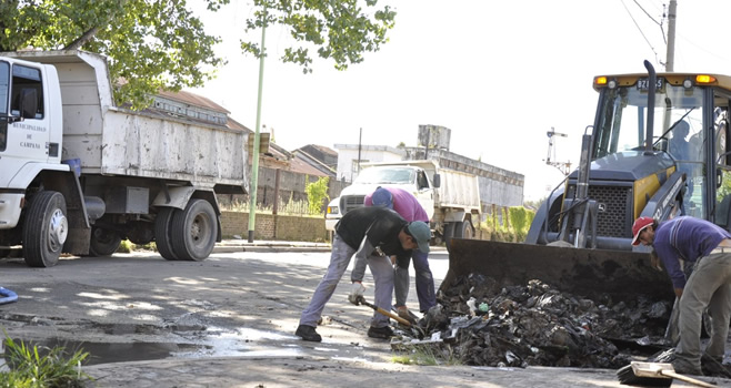 Realizaron obras en los desagües pluviales en calles Rawson y Alem de Campana