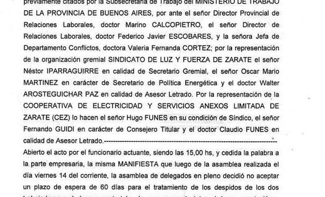 Cooperativa Eléctrica rechaza buscar el final del conflicto con sus trabajadores