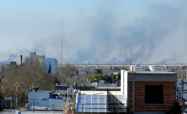 Tránsito interrumpido en Ruta 12 por denso humo