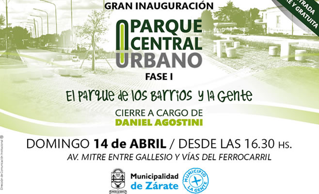 La Fase I del Parque Central Urbano se inaugura el domingo 14 de abril